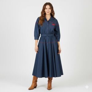 Vintage Willi of California denim western midi dress size 8